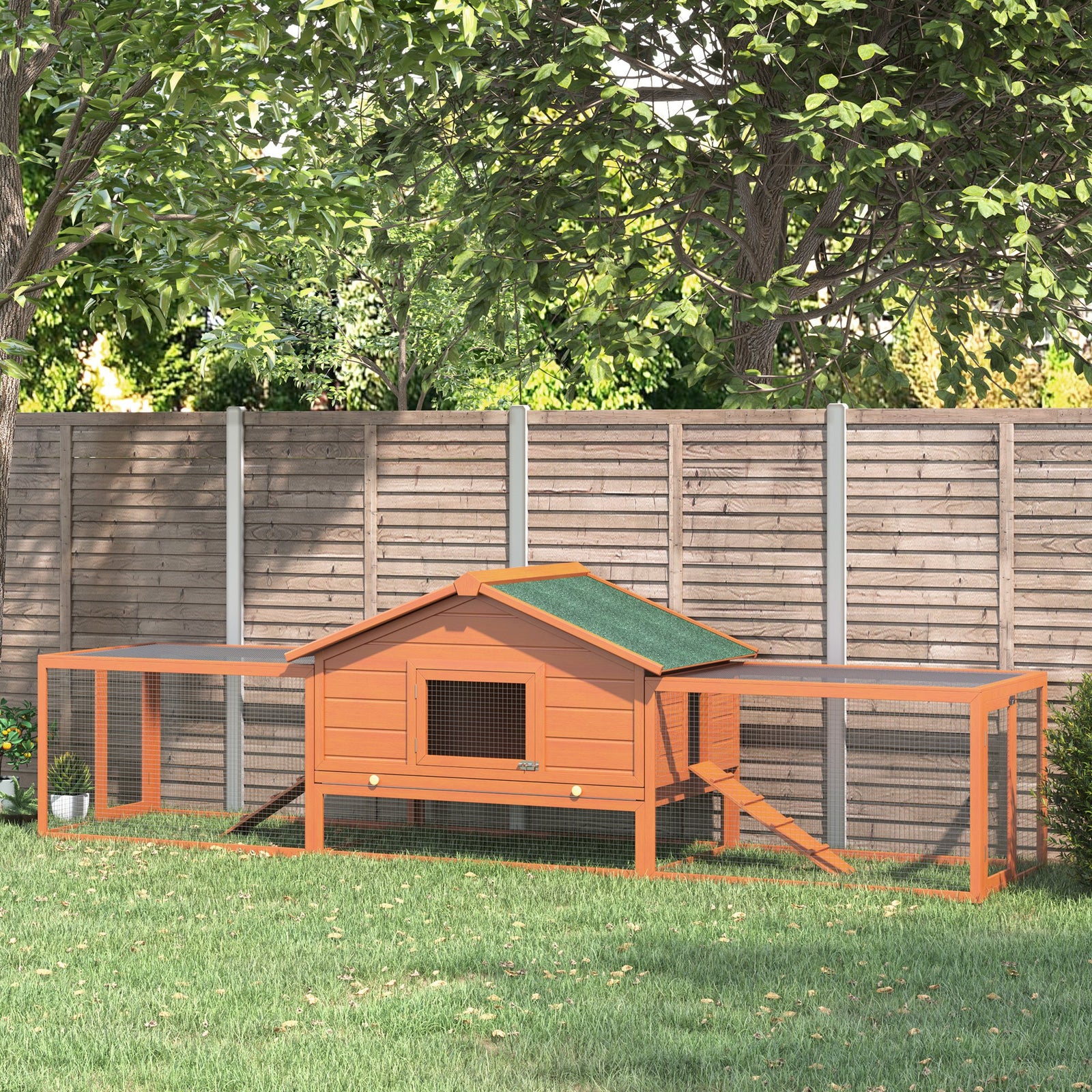 Wooden Guinea Pigs Hutches W/ Ramp-Golden Red