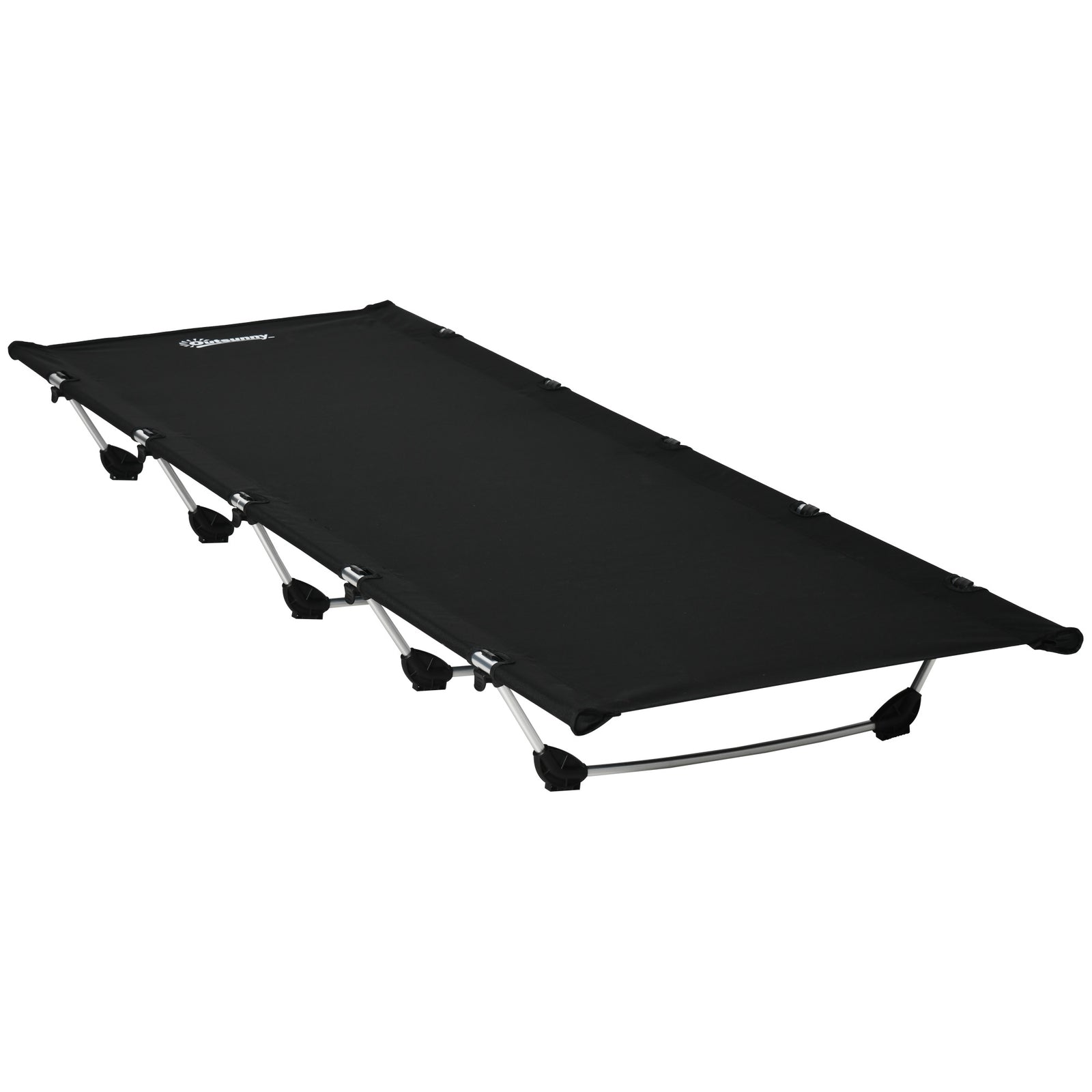 Lightweight Camping Bed, Aluminium Portable Camp Cot w/ Strong Support 150kg and Carry Bag for Camping, Black