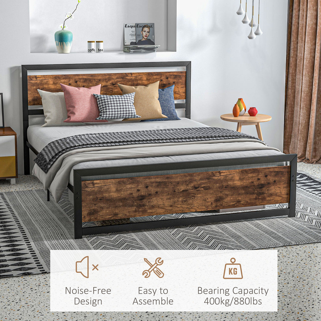 King Size Metal Bed Frame with Headboard & Footboard, Strong Slat Support Full Bed Frame w/ Underbed Storage Space, Bedroom Furniture For Adults
