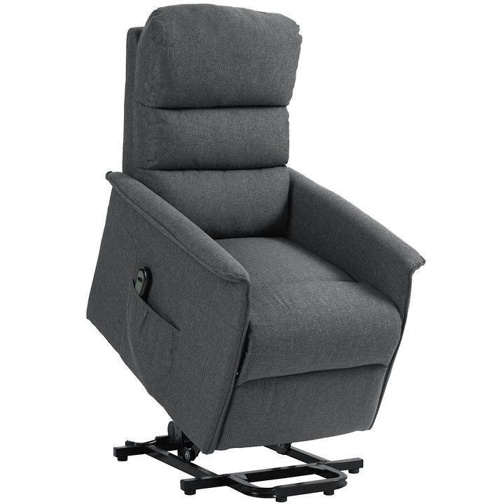 HOMCOM Electric Power Lift Recliner Chair with Spring Pack Seat, Fabric Recliner Armchair for Elderly with Footrest, Pockets | Aosom UK