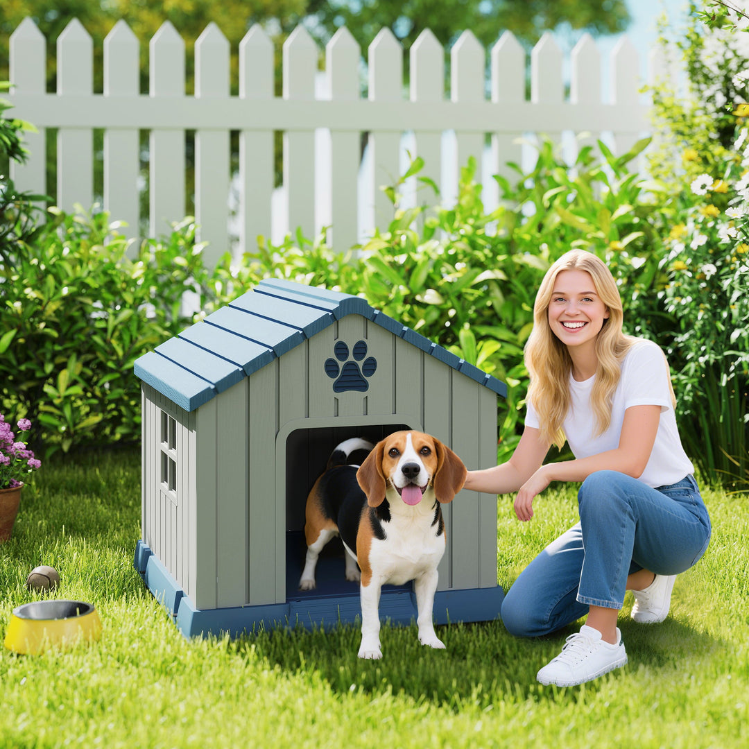 Dog Kennel Outdoor for Medium Dogs, Waterproof Plastic Dog House for Garden, Patio, 85 x 79 x 82 cm
