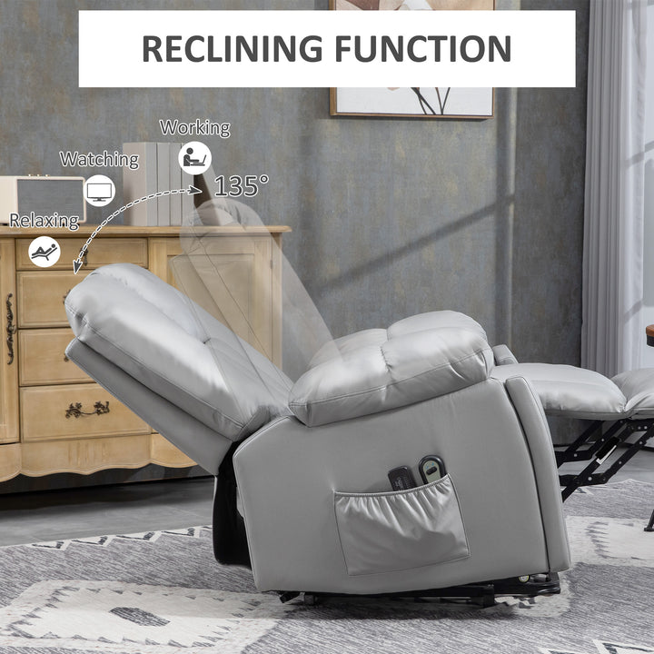 Leathaire Eight Massage Point Armchair, with Reclining Back - Charcoal Grey