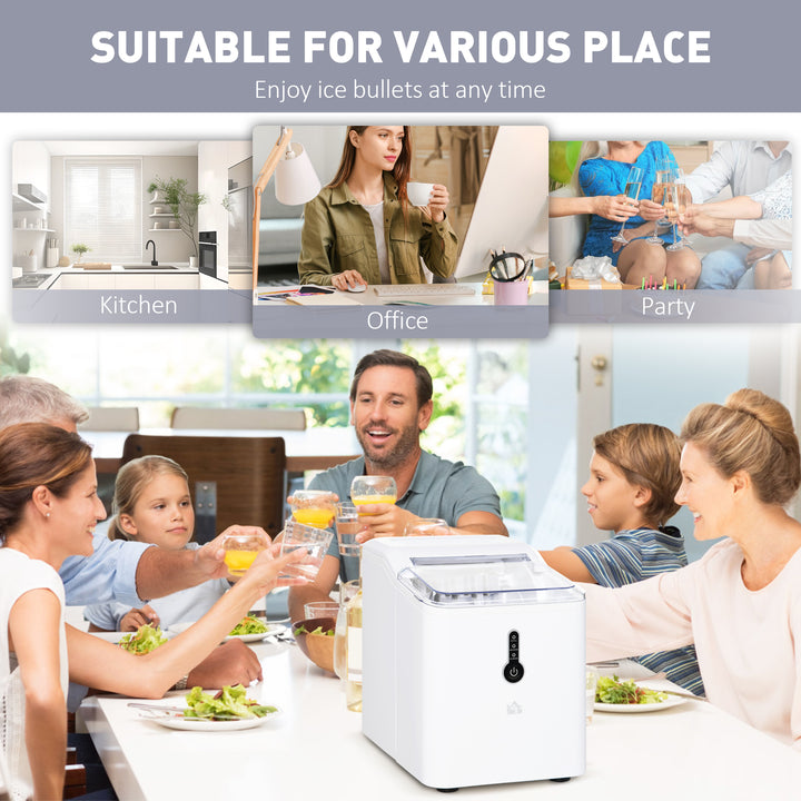 Ice Maker Machine, 1.5L Countertop Ice Cube Maker with Self-Cleaning, 9 Cubes Ready in 8 Mins, 12kg in 24 Hrs, No Plumbing with Basket, White