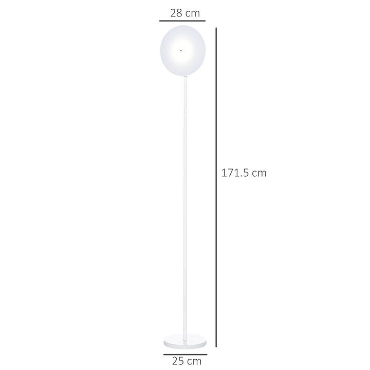 HOMCOM LED Floor Lamp 18W Uplighter Reading Standing Light with Adjustable Head 3 Brightness Levels Touch Control Industrial Style, White
