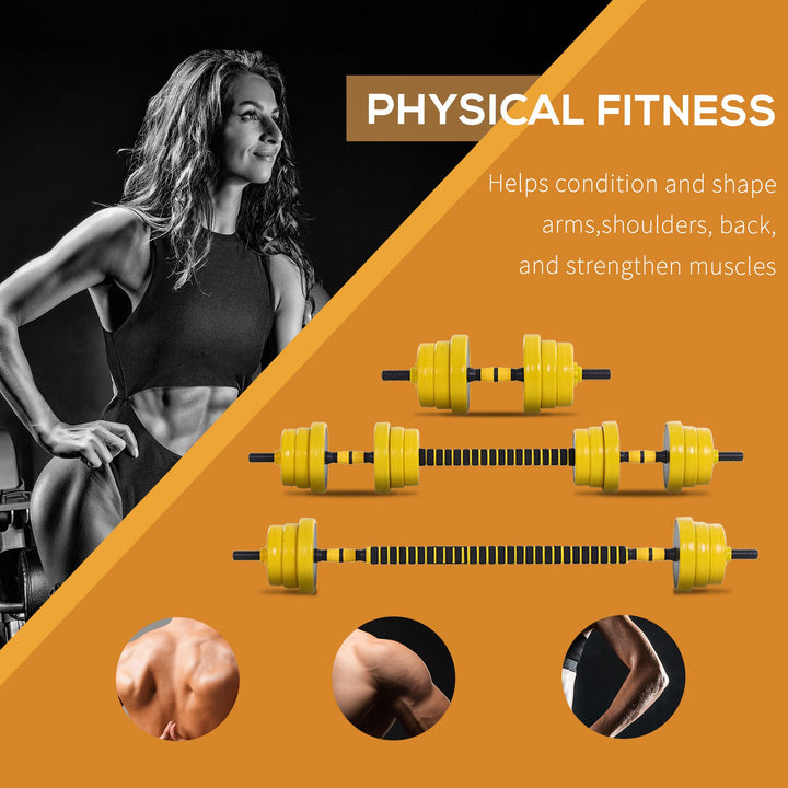 20KG Dumbbell & Barbell Adjustable Set Plate Bar Clamp Rod Home Gym Sports Area Exercise Ergonomic