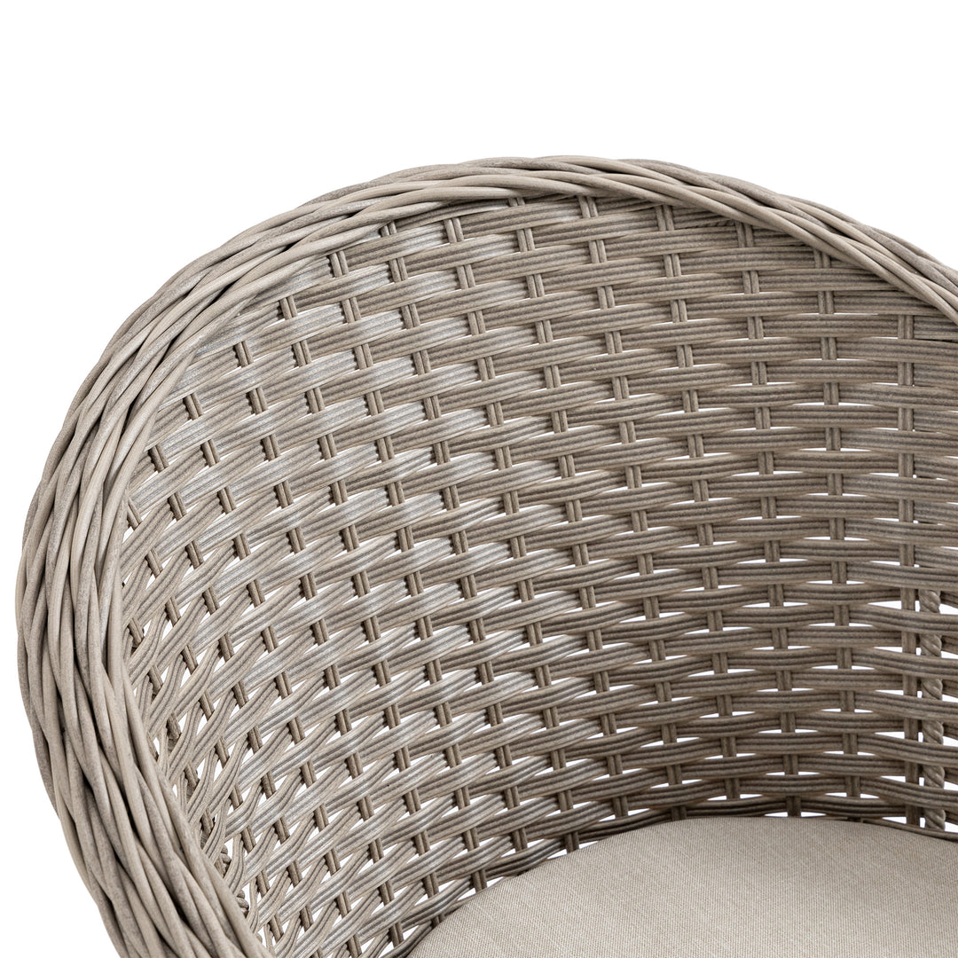 4 Seater Rattan Garden Furniture Set with Cushions, Round PE Rattan Dining Set with Glass-Top Table, Umbrella Hole, Outdoor Garden Table and Chairs, Mixed Grey