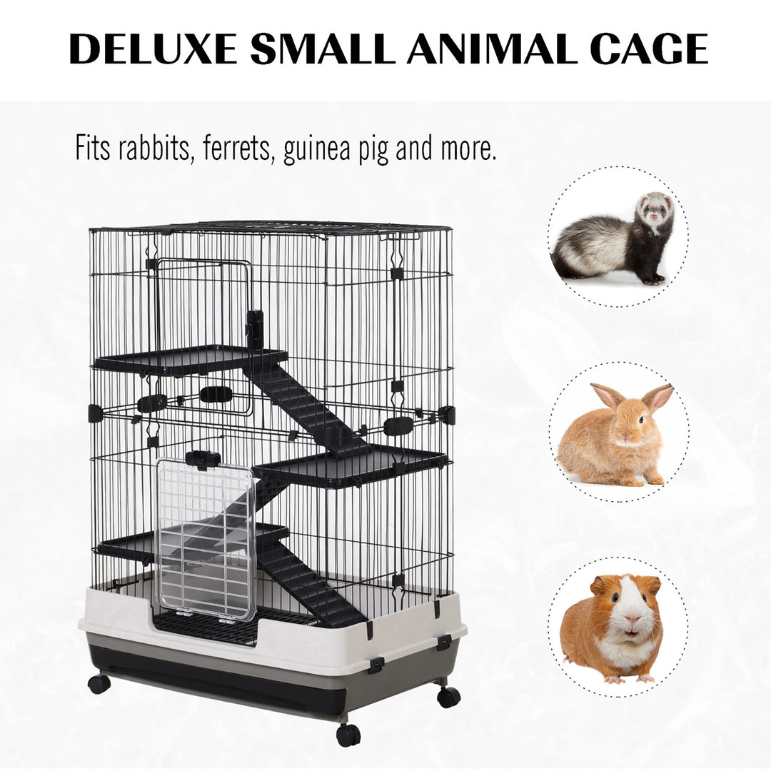 Metal Wire 3-Tier Small Guinea Pigs Hutches Rabbits Hutches Black/White