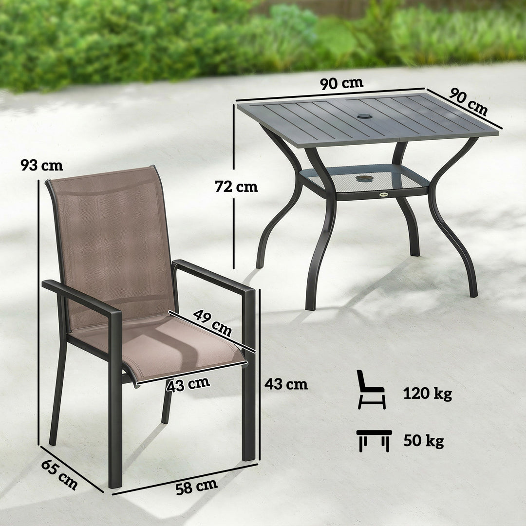 5 Pieces Outdoor Dining Set for 4, Garden Table and Stackable Chairs w