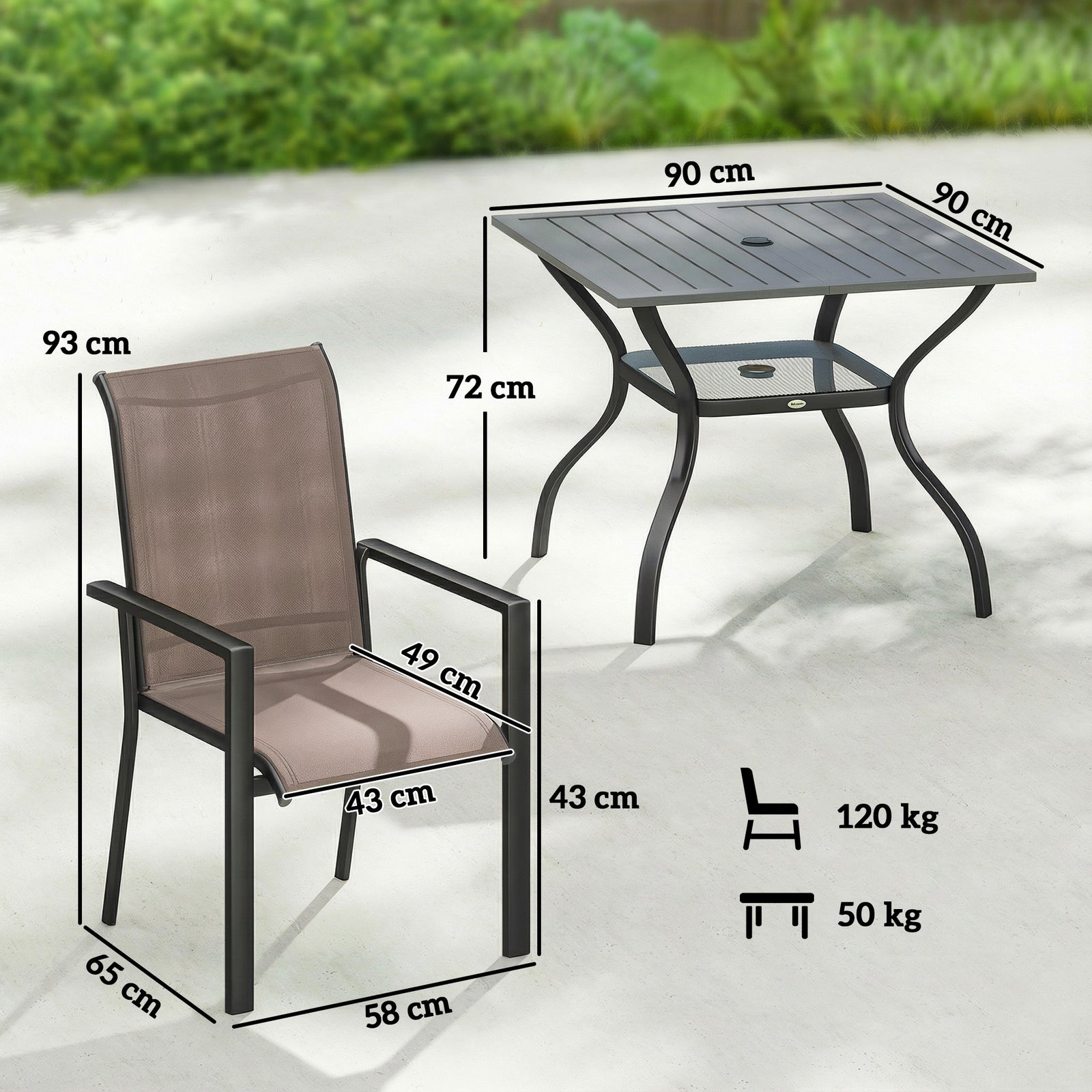5 Pieces Outdoor Dining Set for 4, Garden Table and Stackable Chairs w