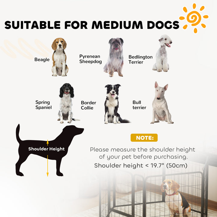 Six-Panel Dog Playpen with Door, for Medium Dogs, Indoors, Outdoors, 80cm Tall, Black