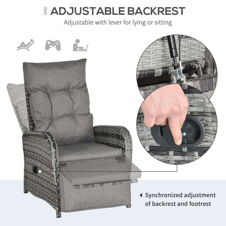 MCL 2 Seater Patio Wicker Chaise Lounge Sofa Set with Fabric Cushion, Grey