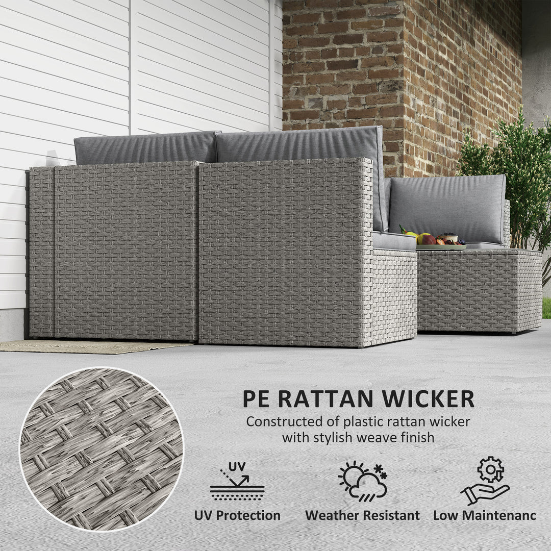 Seven-Piece Modular Rattan Set - Grey