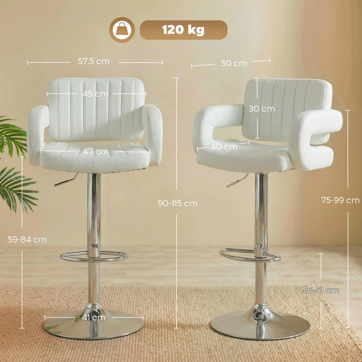Bar Stools Adjustable Swivel Kitchen Chairs with Backrest Armrest Set 