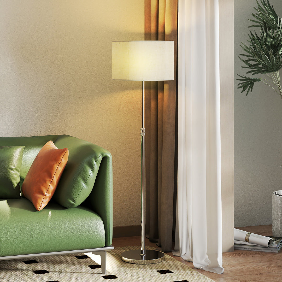 Floor Lamp with Remote, Height Adjustable Standing Lamp with Linen Sha