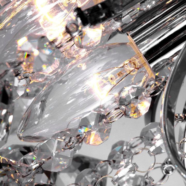 MCL Crystal Chandeliers, K9 Droplets Ceiling Light with 3 E14 Bulb Base, Pendant Lights for Living Room, Bedroom, Dining Room, Hallway, Kitchen