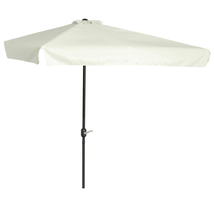 Outsunny Waterproof Half Parasol, 2.3m Semi-Round Patio Umbrella with Crank Handle for Balcony, Cream White | Aosom UK