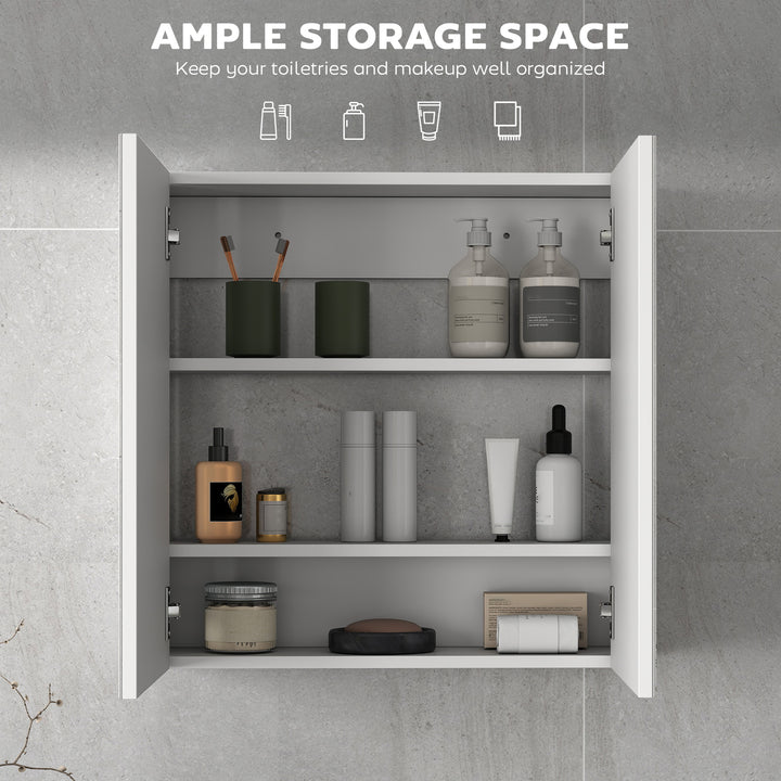 60 x 15 cm Double Door Bathroom Mirror Cabinet - White
