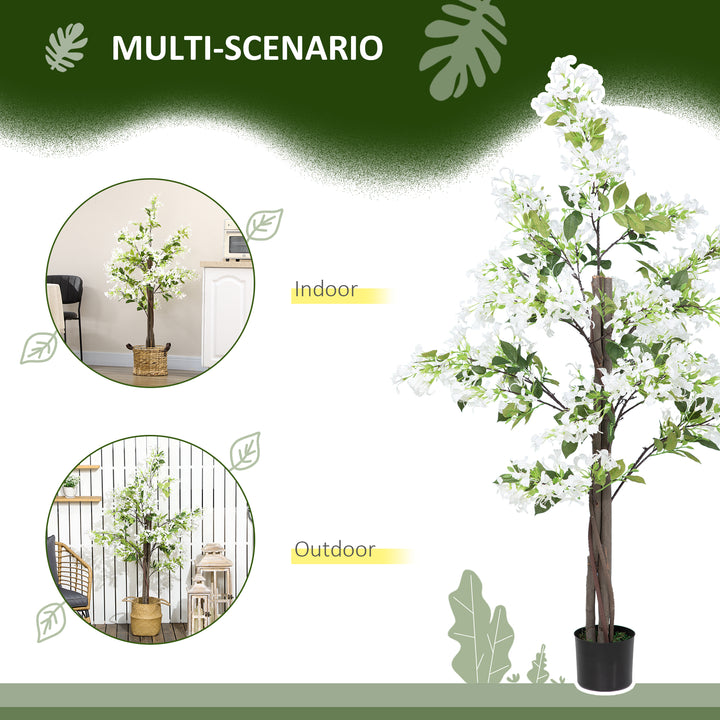 Artificial Plants Honeysuckle Flower in Pot Fake Plants with Curved Boots for Indoor Outdoor 15x15x150cm Set of 2 White
