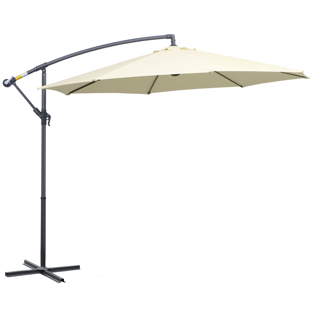 MCL 3 m Parasol Garden Sun Umbrella Banana Hanging Rattan Set Umbrella Cantilever - Cream white