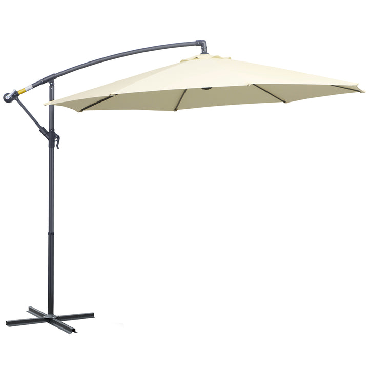 MCL 3 m Parasol Garden Sun Umbrella Banana Hanging Rattan Set Umbrella Cantilever - Cream white