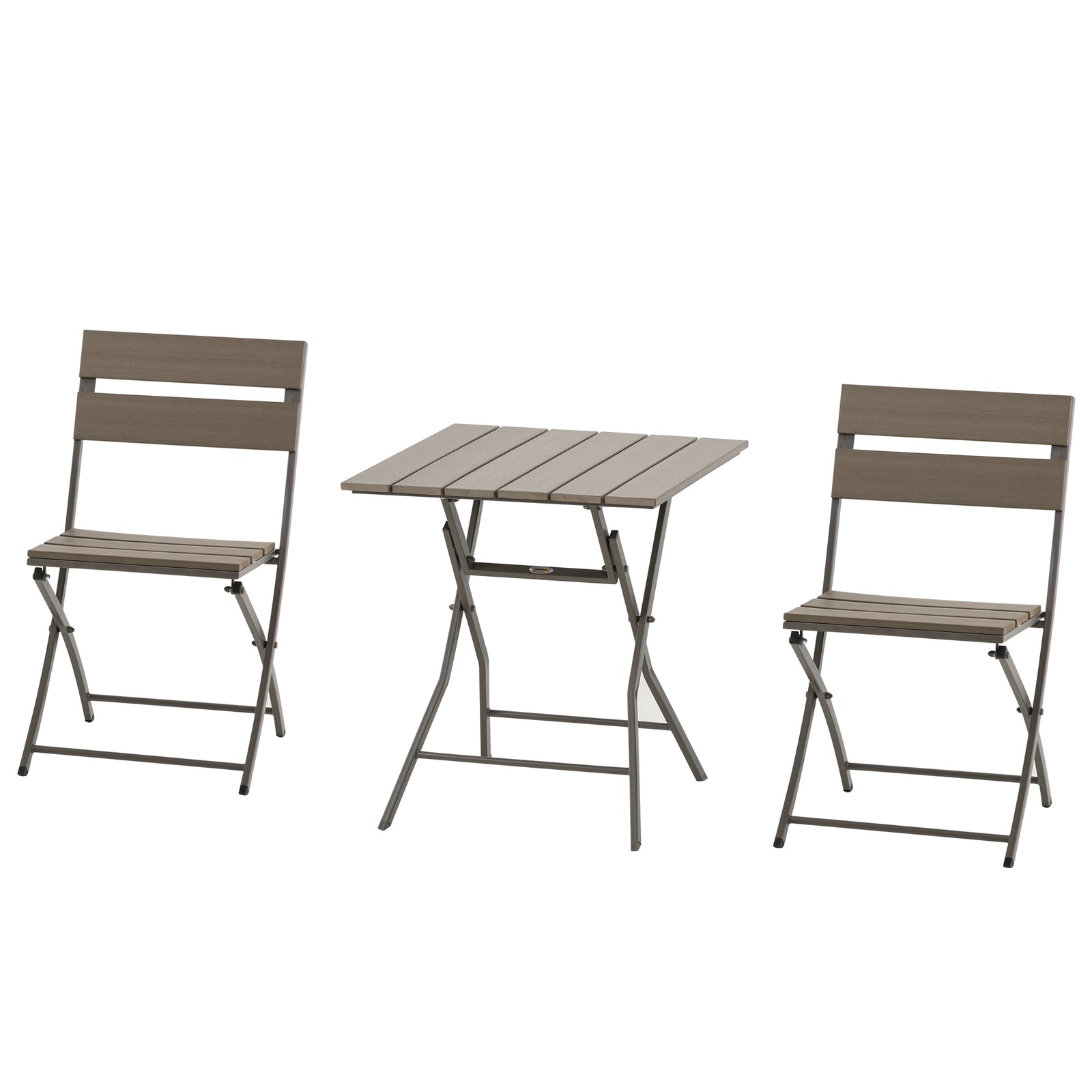 3 Piece Foldable Garden Bistro Set Patio Furniture Set with Table and 2 Chairs for Conservatory Balcony Terrace, Grey