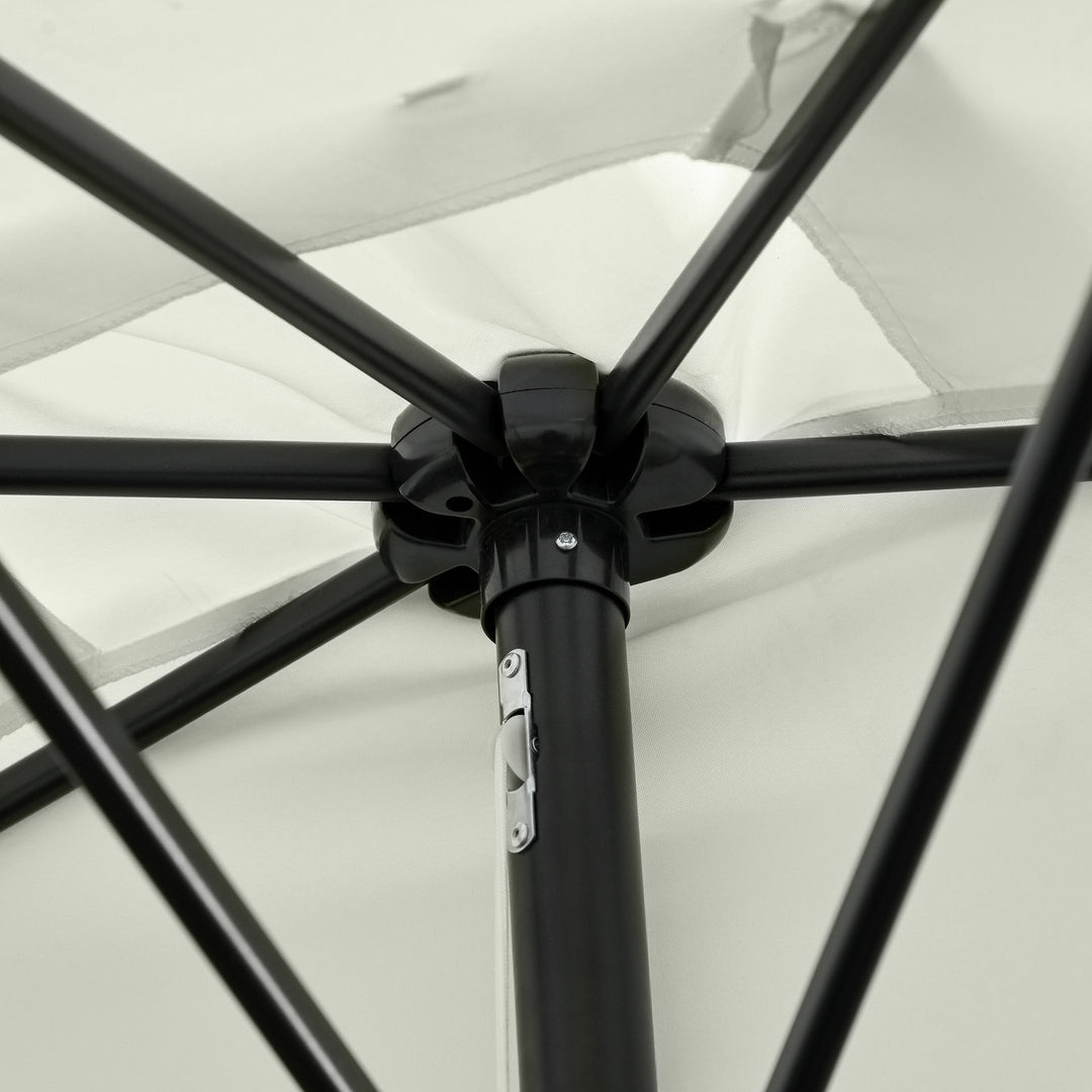 2.3m Half Parasol Semi Round Umbrella Patio Metal Frame Crank Handle for Balcony-- NO BASE INCLUDED, Off-White