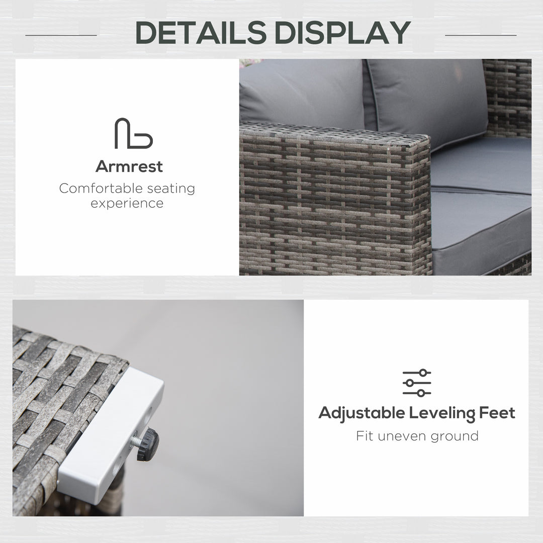 MCL 6PC Rattan Corner Sofa Set Wicker 4 Seater Garden Storage Coffee Table Conversation Ottoman Outdoor Weave Furniture w/ Cushion Grey