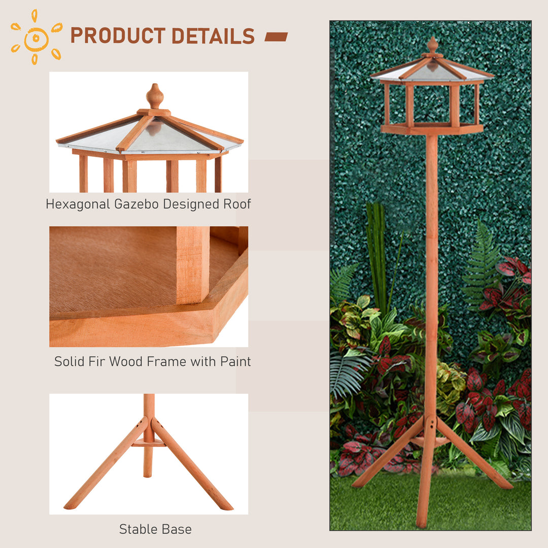 PawHut Portable Wooden Bird Feeder Station with Stand for Outdoor Use, Ideal for Garden, Patio, or Balcony | Aosom UK