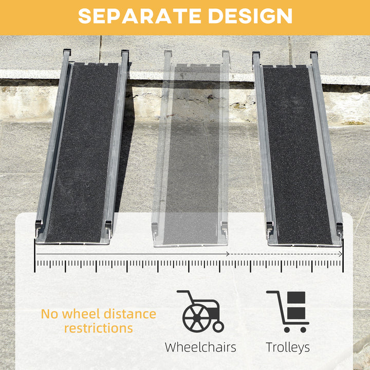 Set of Two 122cm Three-Level Aluminium Wheelchair Ramps