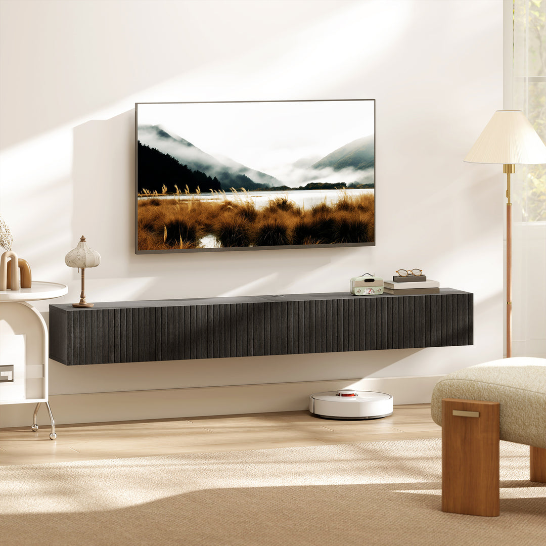 180cm Floating TV Stand, Wall Mount TV Unit with Cable Management Hole