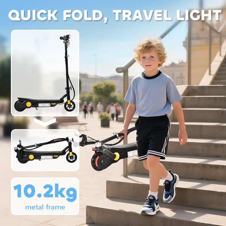 MCL Foldable Electric Scooter, with LED Headlights, for Ages 7-14 Years, Black