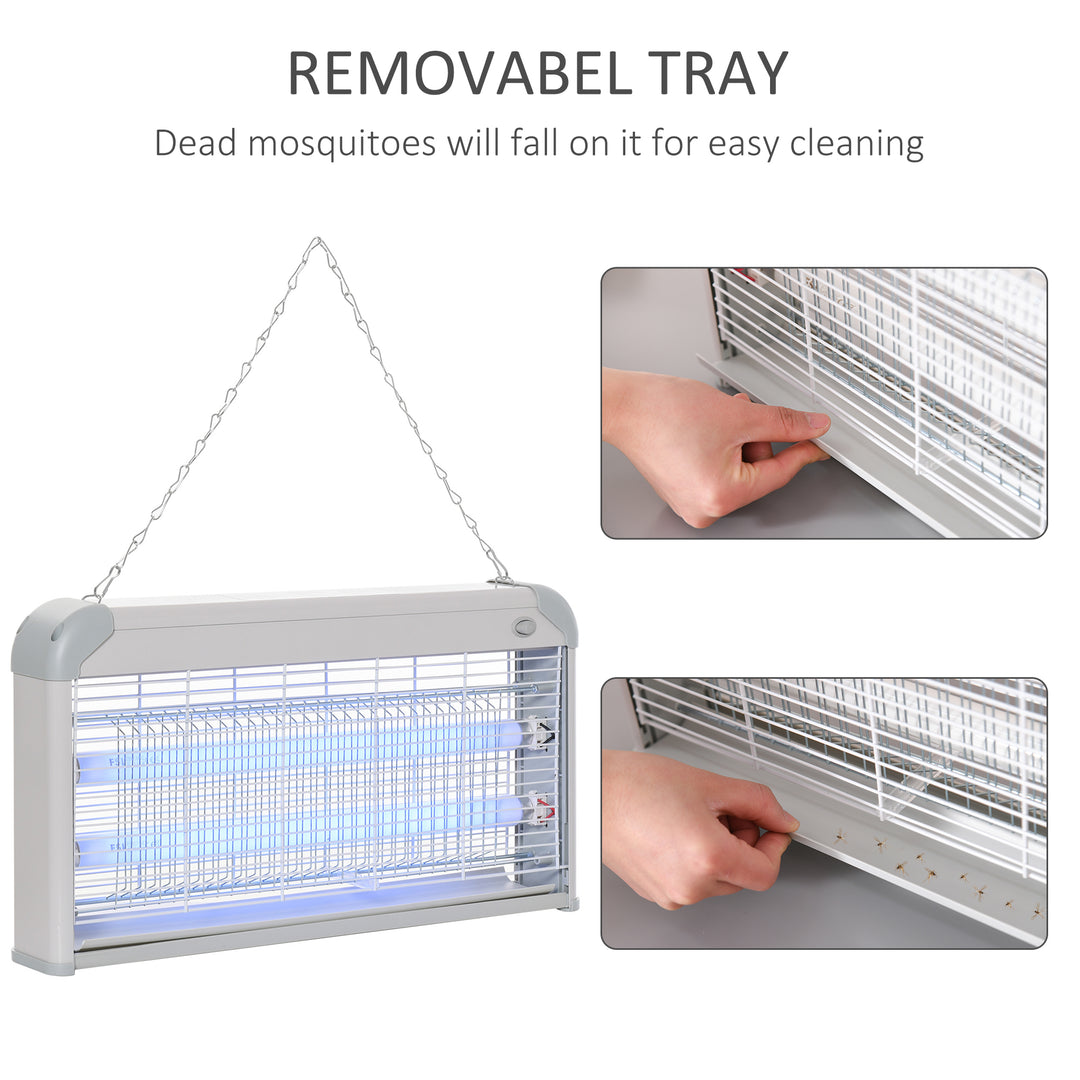 Wall Hanging Bug Zapper, 30W Electric Fly Zapper Mosquito Killer, 60㎡ Coverage Insect Killer, Indoor Outdoor Use, Grey