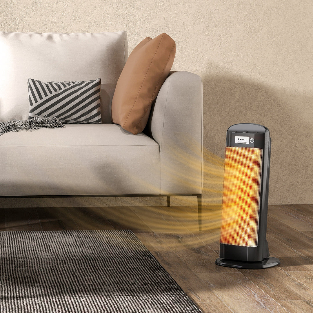 MCL Ceramic Space Heater, 2000W Fan Electric Heater with 4 Modes, Adjustable Thermostat, 55° Oscillation, Tip-Over and Overheat Protection for Bedroom, Home Office, Black