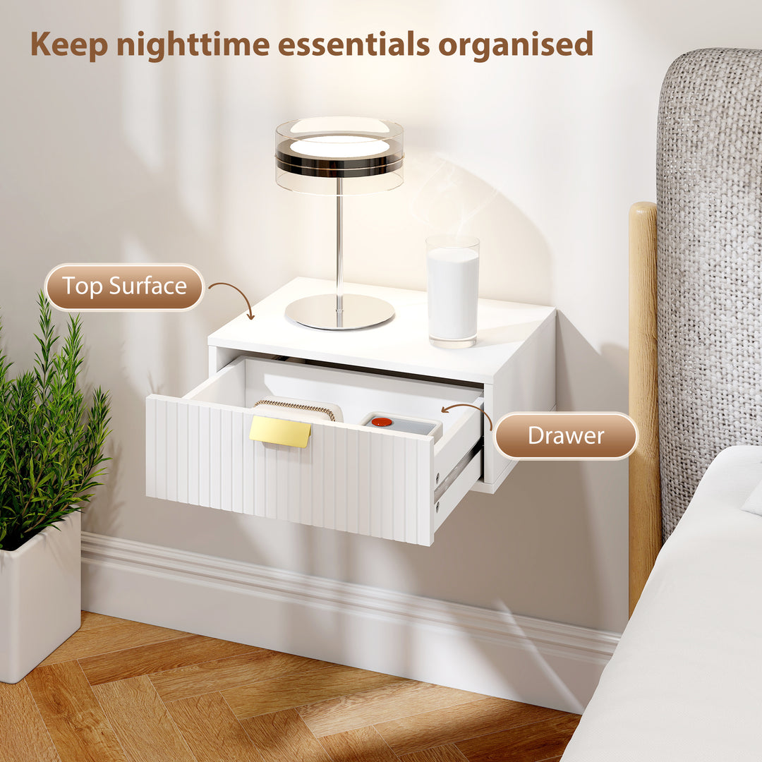 Modern Floating Nightstands Set of 2, Wall Mounted Bedside Tables with