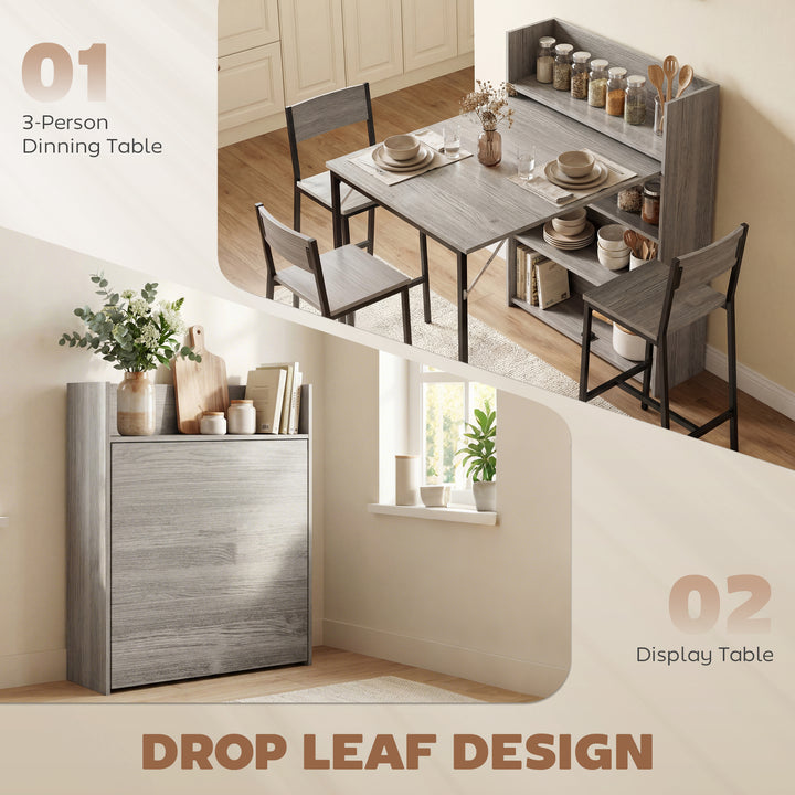 Kitchen Table, Folding Dining Table, with 4-Tier Shelves, Modern Drop-