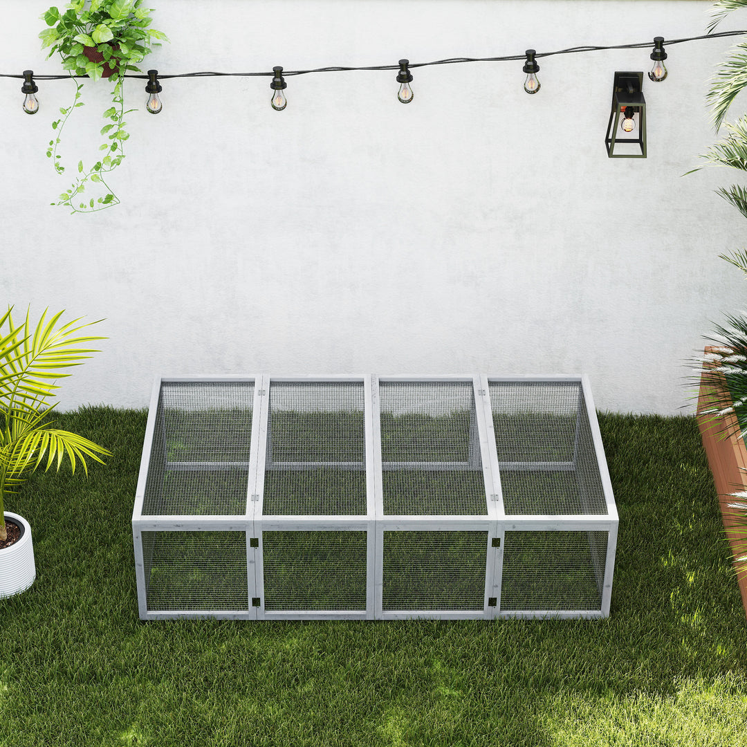 Wooden Rabbit Hutch Cage 6ft with Wire Mesh, Openable Roof, Play Space for Outdoor, Grey