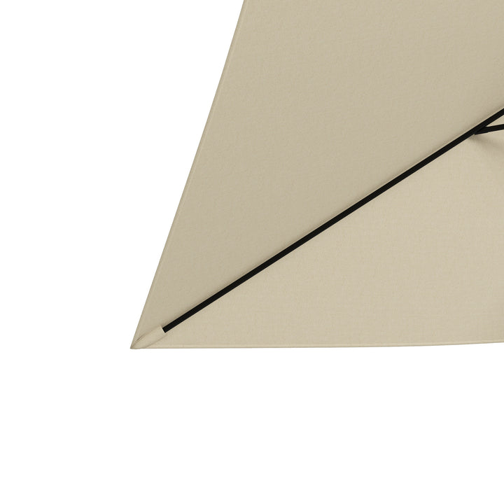 2 x 3(m) Garden Parasol Umbrella, Rectangular Outdoor Market Umbrella Sun Shade with Crank & Push Button Tilt, 6 Ribs, Aluminium Pole, Cream White