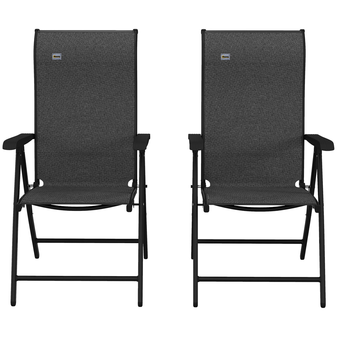 Set of Two Folding Garden Chairs, with Seven-Position Adjustable Backs - Grey