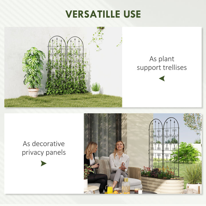 Set of 2 Metal Garden Trellis, Decorative Trellis Panels for Climbing Outdoor Plants, Vegetables, Vines, Flowers, 150 x 50 cm, Scrollwork Design