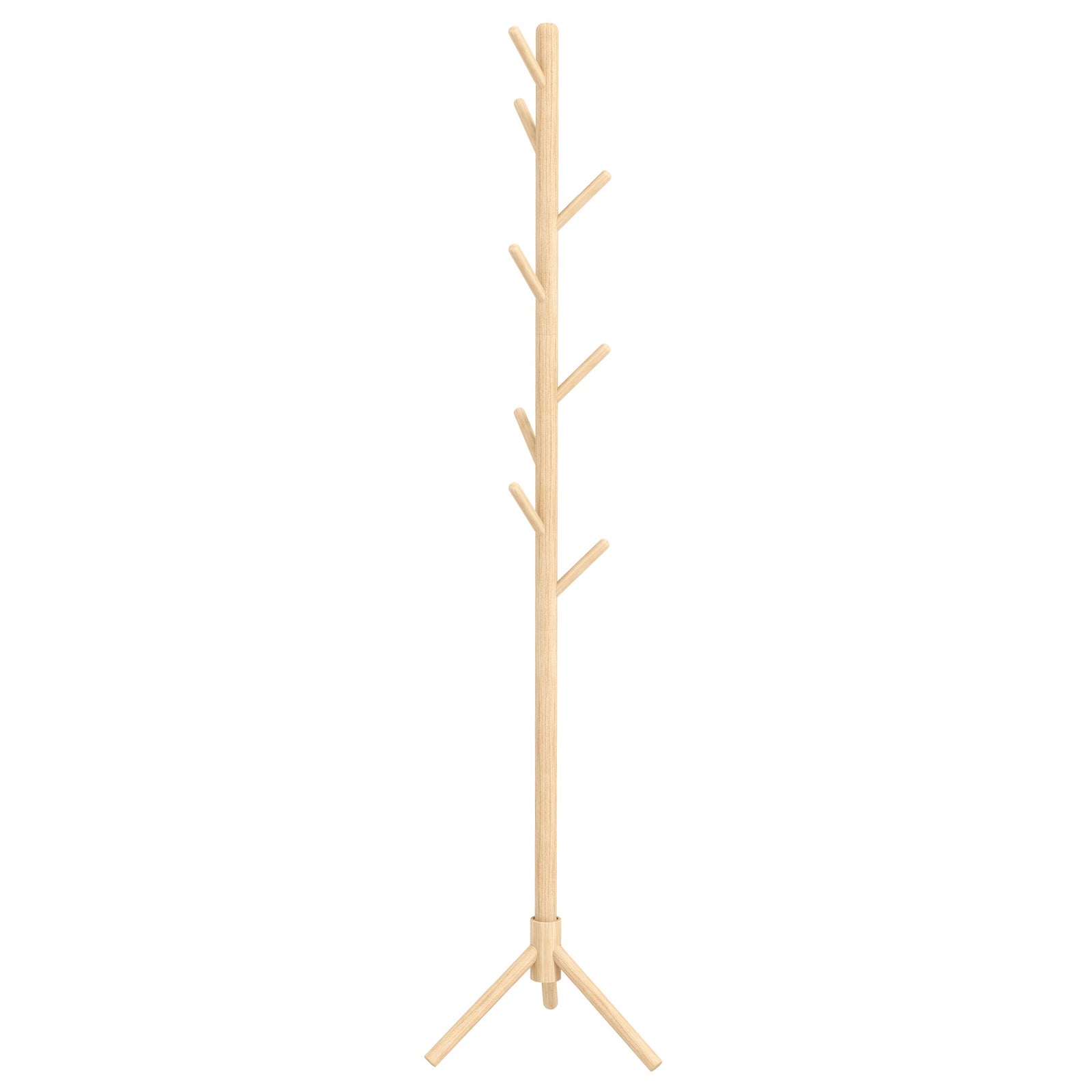 Eight-Hook Wooden Coat Rack - Natural