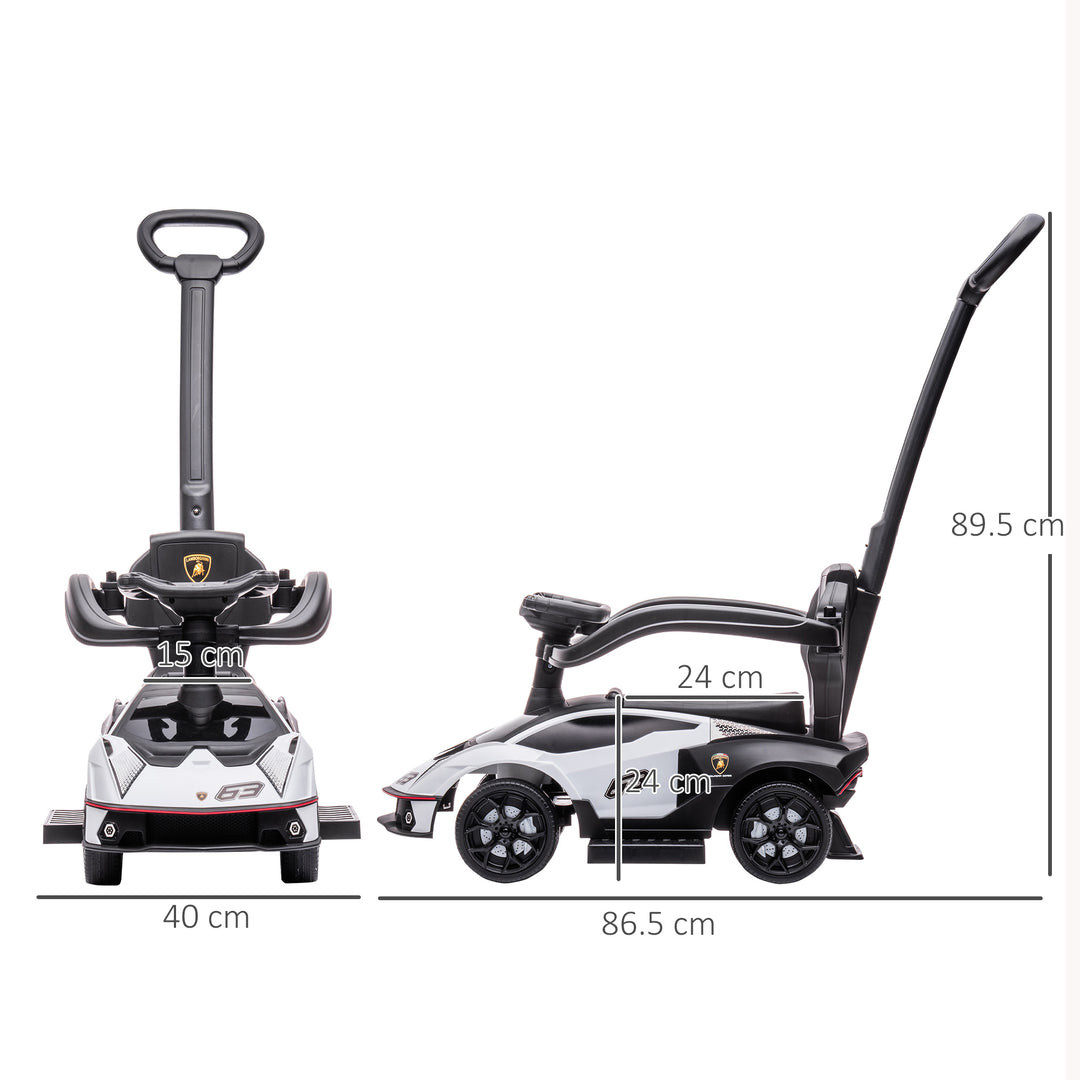 MCL Licensed 2 in 1 Baby Ride on Push Car Toddler Push Along Car with Parent Handle Foot To Floor Slider with Horn Steering Wheel NO POWER for 1 - 3 Years, White