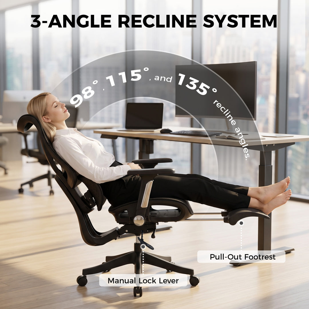 Ergonomic Office Chair with Lumbar Support, Mesh Reclining Desk Chair - view 5