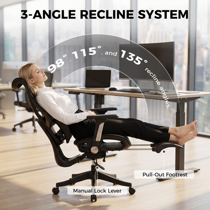 Ergonomic Office Chair with Lumbar Support, Mesh Reclining Desk Chair - view 5
