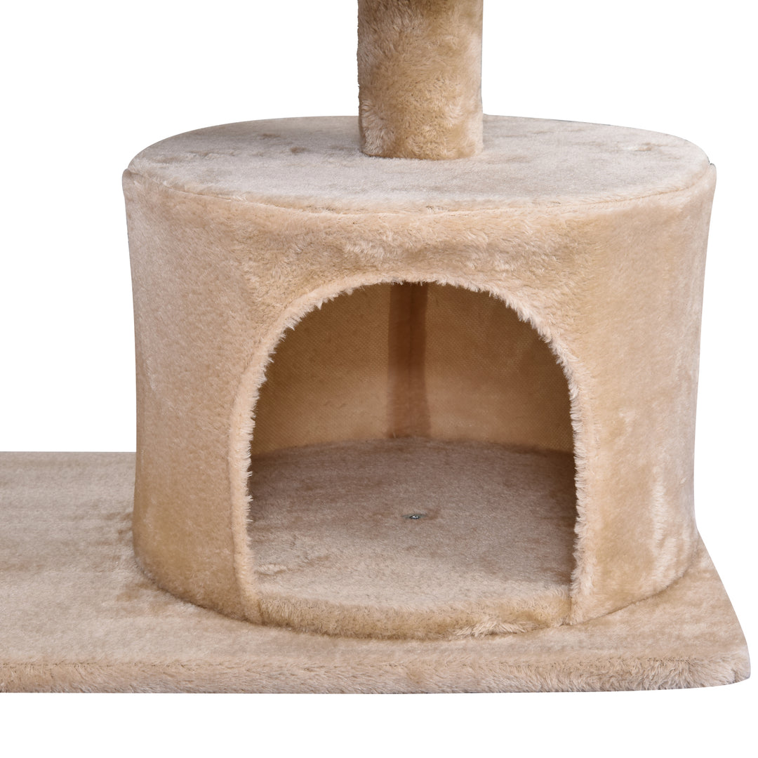 MCL Cat Tree for Indoor Cats with Scratching Post Climbing Tower Kitty Activity Centre Condo Perch Jumping Platforms Beige 60L x 40W x 81H cm