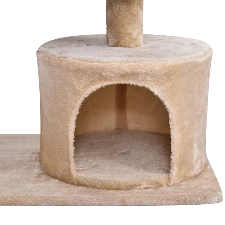MCL Cat Tree for Indoor Cats with Scratching Post Climbing Tower Kitty Activity Centre Condo Perch Jumping Platforms Beige 60L x 40W x 81H cm