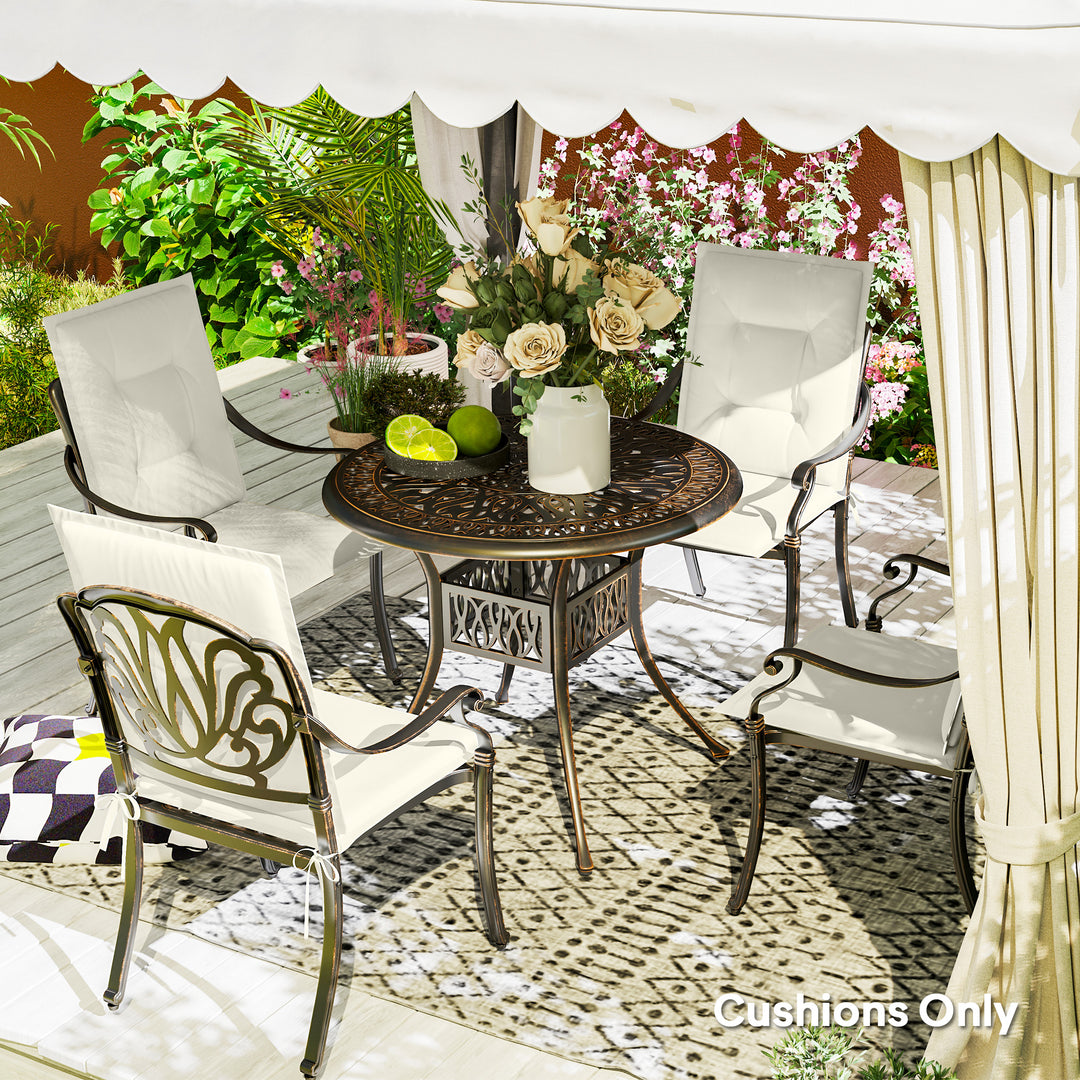 Set of Four Padded Garden Seat Cushions - White