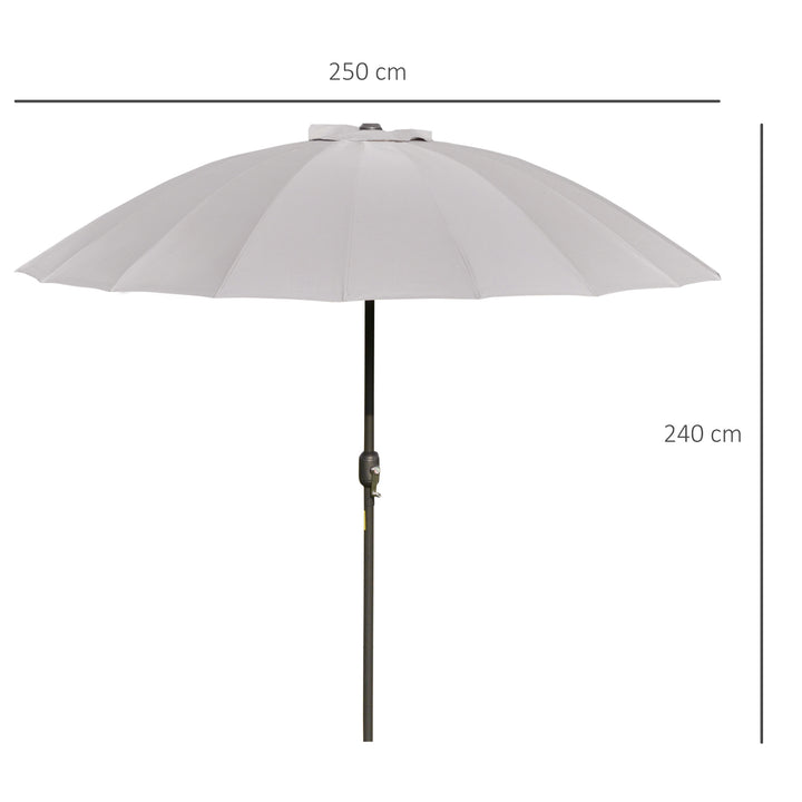 2.5m Tilting Parasol, with Pleated Canopy - Light Grey