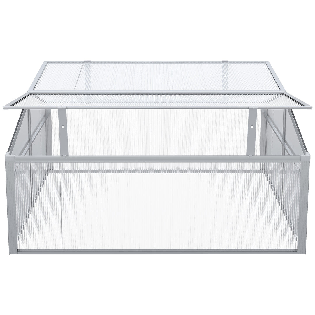 Outsunny Polycarbonate Greenhouse, Aluminium Frame, Grow House for Flowers Vegetables, 100 x 100 x 48 cm