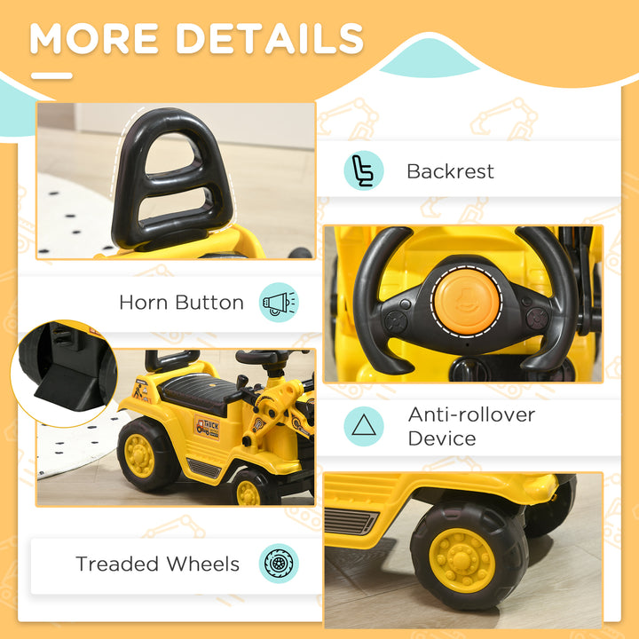 MCL NO POWER 3 in 1 Ride On Toy Bulldozer Toddler Digger Excavator Scooter Storage Cart Toilet Pretend Play Construction Truck