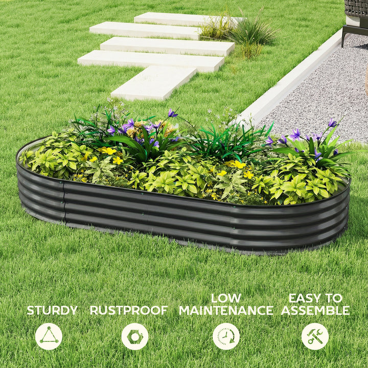 Galvanised Raised Garden Bed, Metal Planter Box with Safety Edging, fo